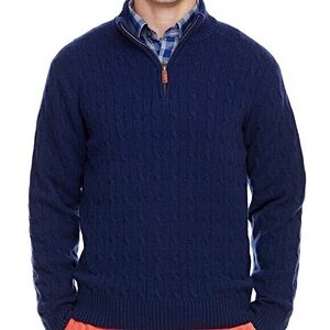 Vineyard Vines Men's Deep Blue Quarter Zip Sweater